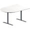 Schäfer Shop Genius 145277 - Table de réunion MODENA FLEX, hauteur ajustable, en forme de demi-cercle, pieds en T avec tubes ronds, l. 1400 x P 1000 mm, blanc 