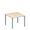 Schäfer Shop Genius Anbautisch MODENA FLEX, höhenverstellbar, Quadrat-Form, 4-Fuß Rundrohr, B 1000 x T 1000 mm, Ahorn-Dekor