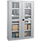 Schäfer Shop Genius armario con puerta giratoria FS, acero, mirilla, agujeros de ventilación, An 1343 x P 520 x Al 1950 mm, 5 OH, aluminio blanco/aluminio blanco, hasta 750 kg 