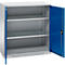 Schäfer Shop Genius armario de doble puerta FS, acero, con agujeros de ventilación, A 1055 x P 520 x A 1105 mm, 3 OH, aluminio blanco/ azul genciana, hasta 300 kg