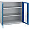 Schäfer Shop Genius armario de doble puerta FS, acero, ventana, agujeros de ventilación, A 1055 x P 520 x A 1105 mm, 3 OH, aluminio blanco/ azul genciana, hasta 300 kg
