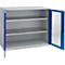 Schäfer Shop Genius armario de doble puerta FS, acero, ventana, agujeros de ventilación, A 1343 x P 520 x A 1105 mm, 3 OH, aluminio blanco/ azul genciana, hasta 450 kg