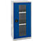 Schäfer Shop Genius armario de doble puerta FS, acero, ventana, agujeros de ventilación, A 545 x P 520 x A 1105 mm, 3 OH, aluminio blanco/ azul genciana, hasta 150 kg