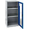 Schäfer Shop Genius armario de doble puerta FS, acero, ventana, agujeros de ventilación, A 545 x P 520 x A 1105 mm, 3 OH, aluminio blanco/ azul genciana, hasta 150 kg