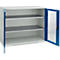 Schäfer Shop Genius armario de doble puerta FS, acero, ventana, agujeros de ventilación, W 1343 x D 520 x H 1105 mm, 3 OH, gris claro/ azul genciana, hasta 450 kg