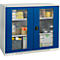 Schäfer Shop Genius armario de doble puerta FS, acero, ventana, agujeros de ventilación, W 1343 x D 520 x H 1105 mm, 3 OH, gris claro/ azul genciana, hasta 450 kg