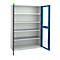 Schäfer Shop Genius armario de dos puertas FS, acero, mirilla, agujeros de ventilación, An 1343 x P 620 x Al 1950 mm, 5 OH, gris claro/azul genciana, hasta 750 kg 