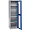 Schäfer Shop Genius armario de dos puertas FS, acero, mirilla, agujeros de ventilación, AN 545 x F 520 x AL 1950 mm, 5 OH, aluminio blanco/azul genciana, hasta 250 kg 