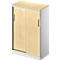 Schäfer Shop Genius Armario de puertas correderas TETRIS SOLID, 3 AA, 2 estantes, An 800 mm, cubierta de 19 mm, acabado en arce/aluminio blanco