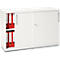 Schäfer Shop Genius armario de puertas correderas TETRIS WOOD, 2 OH, incl. zócalo de acero, An 1200 x P 421 x Al 800 mm, blanco