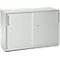 Schäfer Shop Genius armario de puertas correderas TETRIS WOOD, 2 OH, incl. zócalo de acero, An 1200 x Pr 421 x Al 800 mm, gris claro