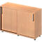 Schäfer Shop Genius armario de puertas correderas TETRIS WOOD, 2 OH, W 1200 x D 421 x H 800 mm, altura incluyendo los deslizadores, decoración de haya