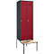 Schäfer Shop Genius Armoire à linge avec banquette, 2 compartiments, largeur de compartiment 300 mm, serrure à cylindre, anthracite/rouge rubis