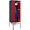 Schäfer Shop Genius Armoire à linge avec banquette, 2 compartiments, largeur de compartiment 300 mm, serrure à cylindre, anthracite/rouge rubis