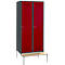 Schäfer Shop Genius Armoire à linge avec banquette, 2 compartiments, largeur de compartiment 400 mm, serrure à cylindre, anthracite/rouge rubis