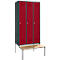 Schäfer Shop Genius Armoire à linge avec banquette, 3 compartiments, largeur de compartiment 300 mm, serrure à cylindre, anthracite/rouge rubis