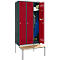 Schäfer Shop Genius Armoire à linge avec banquette, 3 compartiments, largeur de compartiment 300 mm, serrure à cylindre, anthracite/rouge rubis