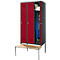 Schäfer Shop Genius Armoire à linge avec banquette, 3 compartiments, largeur de compartiment 300 mm, serrure à cylindre, anthracite/rouge rubis