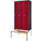 Schäfer Shop Genius Armoire à linge avec banquette, 3 compartiments, largeur de compartiment 300 mm, serrure à cylindre, anthracite/rouge rubis
