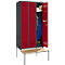 Schäfer Shop Genius Armoire à linge avec banquette, 3 compartiments, largeur de compartiment 300 mm, verrou de sécurité, anthracite/rouge rubis