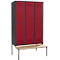 Schäfer Shop Genius Armoire à linge avec banquette, 3 compartiments, largeur de compartiment 400 mm, verrou de sécurité, anthracite/rouge rubis
