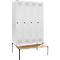 Schäfer Shop Genius Armoire à linge avec banquette, 4 compartiments, largeur de compartiment 300 mm, serrure à cylindre, gris clair/gris clair
