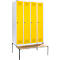 Schäfer Shop Genius Armoire à linge avec banquette, 4 compartiments, largeur de compartiment 300 mm, serrure à cylindre, gris clair/jaune