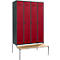 Schäfer Shop Genius Armoire à linge avec banquette, 4 compartiments, largeur de compartiment 300 mm, verrou de sécurité, anthracite/rouge rubis