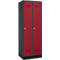 Schäfer Shop Genius Armoire à linge avec base, 2 compartiments, largeur de compartiment 300 mm, serrure à cylindre, anthracite/rouge rubis