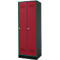 Schäfer Shop Genius Armoire à linge avec base, 2 compartiments, largeur de compartiment 300 mm, serrure à cylindre, anthracite/rouge rubis