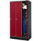Schäfer Shop Genius Armoire à linge avec base, 3 compartiments, largeur de compartiment 300 mm, serrure à cylindre, anthracite/rouge rubis