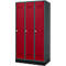 Schäfer Shop Genius Armoire à linge avec base, 3 compartiments, largeur de compartiment 300 mm, serrure à cylindre, anthracite/rouge rubis