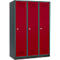 Schäfer Shop Genius Armoire à linge avec base, 3 compartiments, largeur de compartiment 400 mm, serrure à cylindre, anthracite/rouge rubis