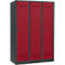 Schäfer Shop Genius Armoire à linge avec base, 3 compartiments, largeur de compartiment 400 mm, verrou de sécurité, anthracite/rouge rubis
