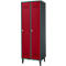 Schäfer Shop Genius Armoire à linge avec pieds, 2 compartiments, largeur de compartiment 300 mm, serrure à cylindre, anthracite/rouge rubis