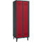 Schäfer Shop Genius Armoire à linge avec pieds, 2 compartiments, largeur de compartiment 300 mm, verrou de sécurité, anthracite/rouge rubis