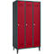 Schäfer Shop Genius Armoire à linge avec pieds, 3 compartiments, largeur de compartiment 300 mm, serrure à cylindre, anthracite/rouge rubis