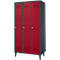 Schäfer Shop Genius Armoire à linge avec pieds, 3 compartiments, largeur de compartiment 300 mm, serrure à cylindre, anthracite/rouge rubis