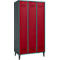 Schäfer Shop Genius Armoire à linge avec pieds, 3 compartiments, largeur de compartiment 300 mm, verrou de sécurité, anthracite/rouge rubis