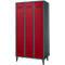 Schäfer Shop Genius Armoire à linge avec pieds, 3 compartiments, largeur de compartiment 300 mm, verrou de sécurité, anthracite/rouge rubis