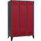 Schäfer Shop Genius Armoire à linge avec pieds, 3 compartiments, largeur de compartiment 400 mm, verrou de sécurité, anthracite/rouge rubis