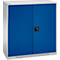 Schäfer Shop Genius Armoire à portes battantes FS, acier, avec trous d'aération, L 1055 x P 420 x H 1105 mm, 3 HC, blanc aluminium/bleu enzyme, jusqu'à 450 kg