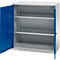 Schäfer Shop Genius Armoire à portes battantes FS, acier, avec trous d'aération, L 1055 x P 420 x H 1105 mm, 3 HC, blanc aluminium/bleu enzyme, jusqu'à 450 kg