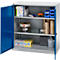 Schäfer Shop Genius Armoire à portes battantes FS, acier, avec trous d'aération, L 1055 x P 420 x H 1105 mm, 3 HC, blanc aluminium/bleu enzyme, jusqu'à 450 kg