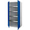 Schäfer Shop Genius Armoire à portes battantes FS, acier, avec trous d'aération, L 1055 x P 620 x H 1950 mm, 5 HC, alu blanc/bleu gentiane, jusqu'à 500 kg 