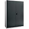 Schäfer Shop Genius Armoire à portes battantes FS, acier, avec trous d'aération, L 1343 x P 620 x H 1950 mm, 5 HC, alu blanc/gris anthracite, jusqu'à 750 kg 