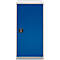 Schäfer Shop Genius Armoire à portes battantes FS, acier, avec trous d'aération, L 545 x P 420 x H 1105 mm, 3 HC, aluminium blanc RAL 9006/bleu gentiane RAL 5010, jusqu'à 250 kg