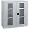 Schäfer Shop Genius Armoire à portes battantes FS, acier, fenêtre, trous d'aération, L 1055 x P 520 x H 1105 mm, 3 HC, alu blanc/alu blanc, jusqu'à 300 kg