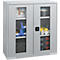 Schäfer Shop Genius Armoire à portes battantes FS, acier, fenêtre, trous d'aération, L 1055 x P 520 x H 1105 mm, 3 HC, alu blanc/alu blanc, jusqu'à 300 kg
