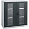 Schäfer Shop Genius Armoire à portes battantes FS, acier, fenêtre, trous d'aération, L 1055 x P 520 x H 1105 mm, 3 HC, alu blanc/gris anthracite, jusqu'à 300 kg
